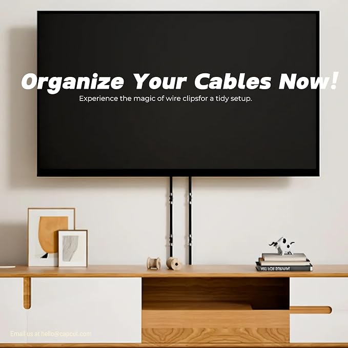 100pcs Clear Adhesive Cable Clips,Wire Clips Cord Holder Cable Management Finisher Wire clamp for Light,Desk,Desk,Wall,TV PC Ethernet Wire Hider for Cords Max.1/4"
