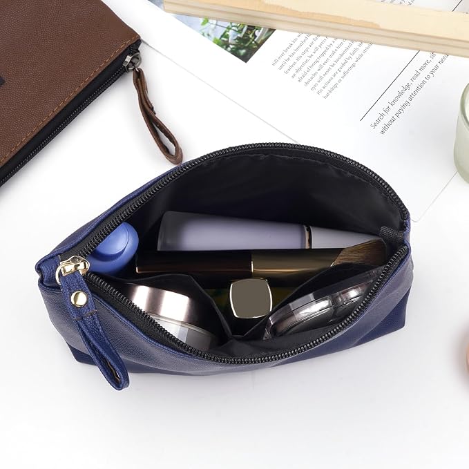 Cosmetic Bags for Women Small Makeup Bag for Purse Pu Leather Makeup Pouch Travel Makeup Bag with Zipper Make Up Bag for Travelling