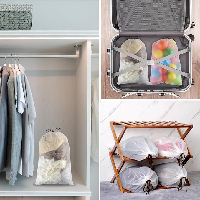 12 Pcs Shoe Bags for Travel, PLULON Clear Drawstring Travel Shoe Bags for Packing Waterproof Dustproof Shoes Organizer Pouch Travel Accessories Shoe Storage Bag for Women Men Portable Travel Essential