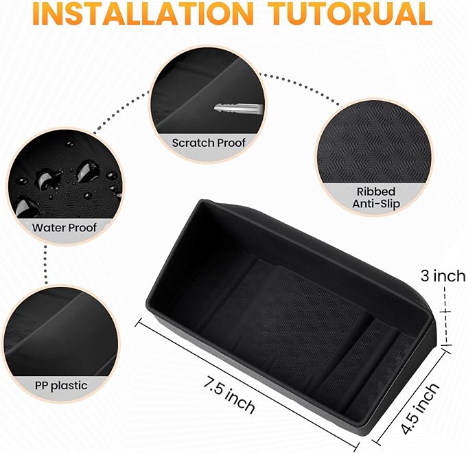 Autorder Rear Center Console Organizer for 2022-2025 2026 Toyota Tundra SR/SR5 Accessories - Rear Armrest Box Air Vent Storage Box - Silicone Black
