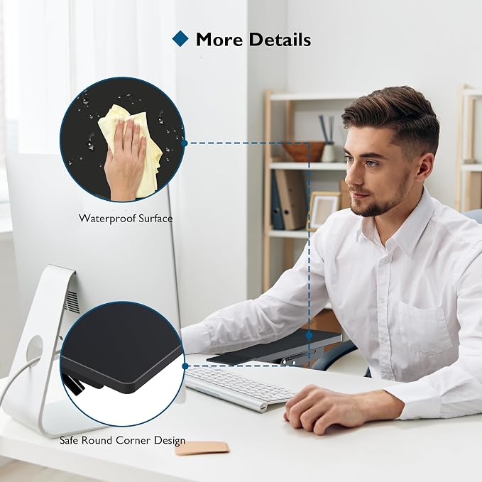 BONTEC Ergonomic Desk Extender Tray, 9.5"x9.1" Table Mount Arm Wrist Rest Shelf, 90° Foldable Elbow Support, Clamp on Computer Arm Rest for Desk, Office & Home Use, Durable & Easy to Install