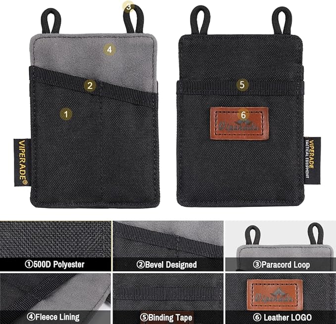VIPERADE Slim EDC Pouch, Mini Pocket Organizer for Men, EDC Belt Organizer for Knife/Flashlight/Pen/Pry Bar/Mini Tools/Pocket Notebook
