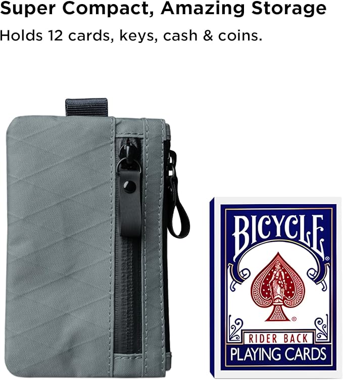 ALPAKA Zip Pouch Slate Grey X-Pac X21 - RFID-Blocking Small Cash and Card Zip Wallet with Carbon Neutral, Weatherproof Fabrics, EDC Pouch for Men Travel