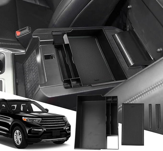 SXCY for 2023 2024 2025 2026 Ford Explorer Center Console Organizer for Ford Explorer 2020-2026 Accessories for 2023-2026 FordExplorer Console Organizer 2025 2026 Explorer Accessories(Black)