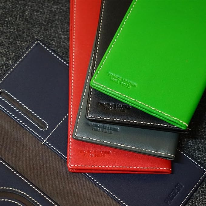 Genuine Leather RFID Blocking Long Passport Holder Passport Cover (Grey)