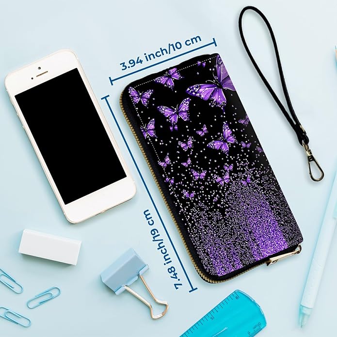 Wristlet Wallet for Women, RFID Blocking Phone Wallet, Large Capacity Zip Around Clutch, Fits iPhone 15 Pro Max, Travel Organizer Purse