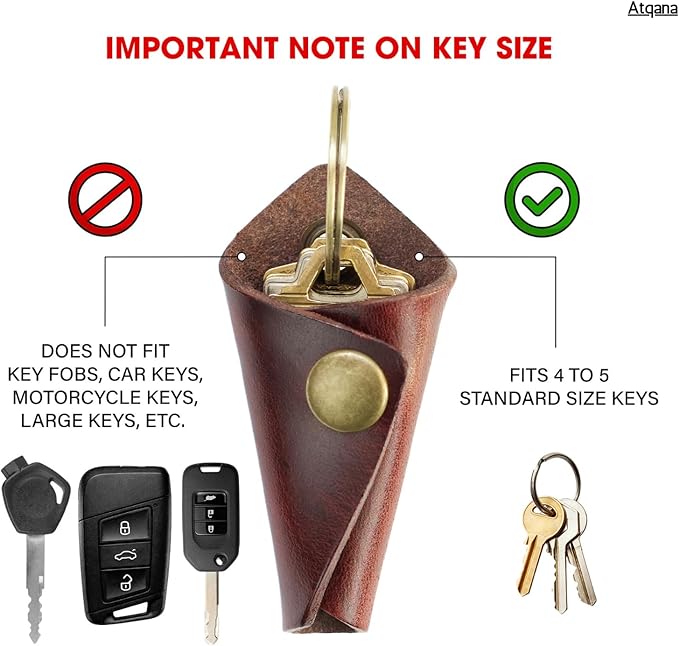 Leather Key Wrap Cover (Premium Leather) - Key Organizer | Motorcycle Keychain Wrap (Extra Dark Brown)