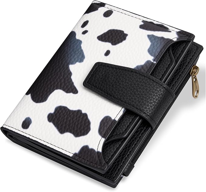 Airkit Small Wallet Women RFID Blocking Soft Leather Bifold Compact Card Holder Wallet for Women with Zipper Coin Pocket 4 ID Window