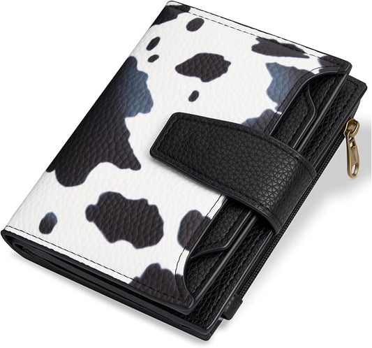 Airkit Small Wallet Women RFID Blocking Soft Leather Bifold Compact Card Holder Wallet for Women with Zipper Coin Pocket 4 ID Window