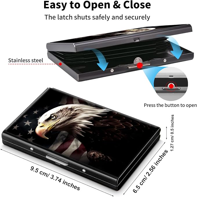 Metal Wallet,Credit Card Holder for Women Men,RFID Blocking Card Holder Wallet Mini Slim Aluminum Wallet ID Case Hard Card Case Business Card Holder Case,American Flag Eagle