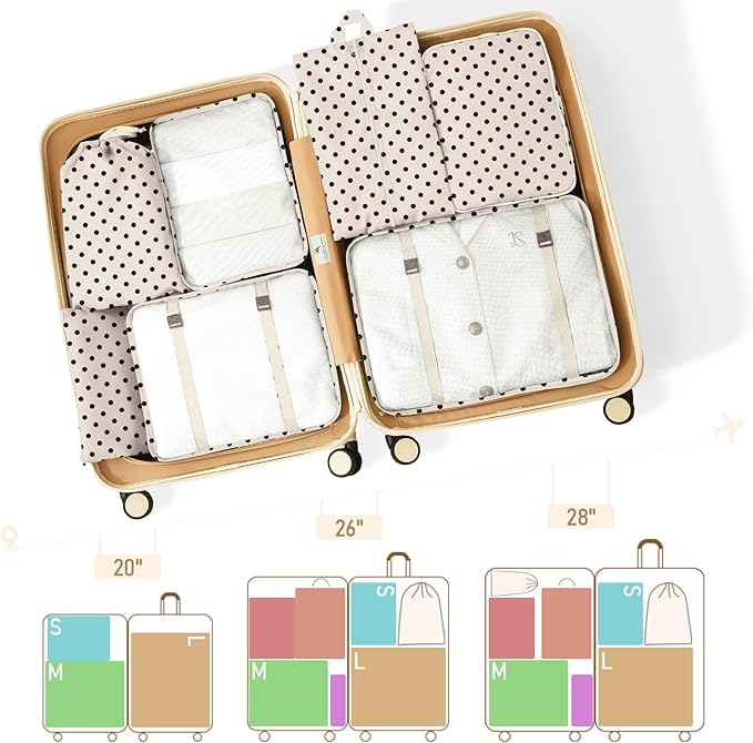 Packing Cubes for Travel - 8 Set Luggage Organizer Bags for Family, Mesh Breathable Packing Cubes for Suitcases Durable Travel Essentials Bags Set