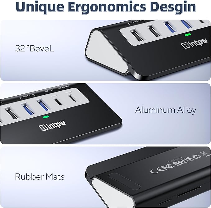 P9 USB-C Docking Station, intpw 9-in-1 USB C Hub with 4K HDMI, 3 Type A/C 3.0 5Gbps, PD 100W, 2 Type-A 2.0, SD/TF Ports, Compatible with MacBook, iPad, iPhone 17 Series