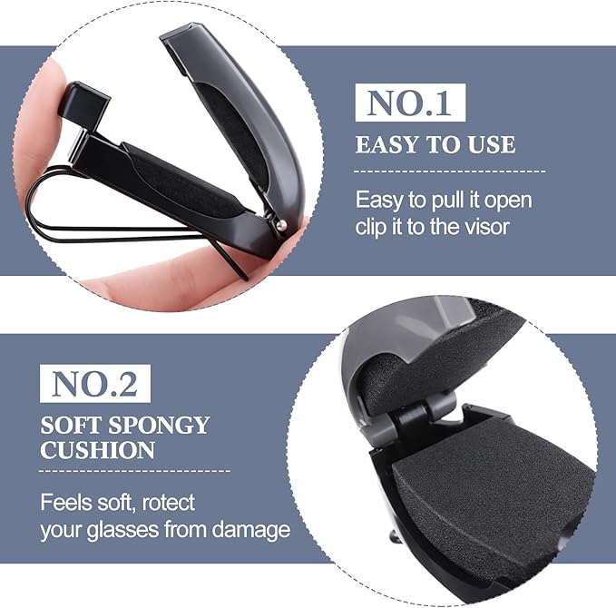 Frienda 5 Pcs Auto Car Vehicle Sun Visor Clip Holder Sunglasses Holder for Eyeglasses Mount Ticket Card Clip for Car Accessories (Gray)