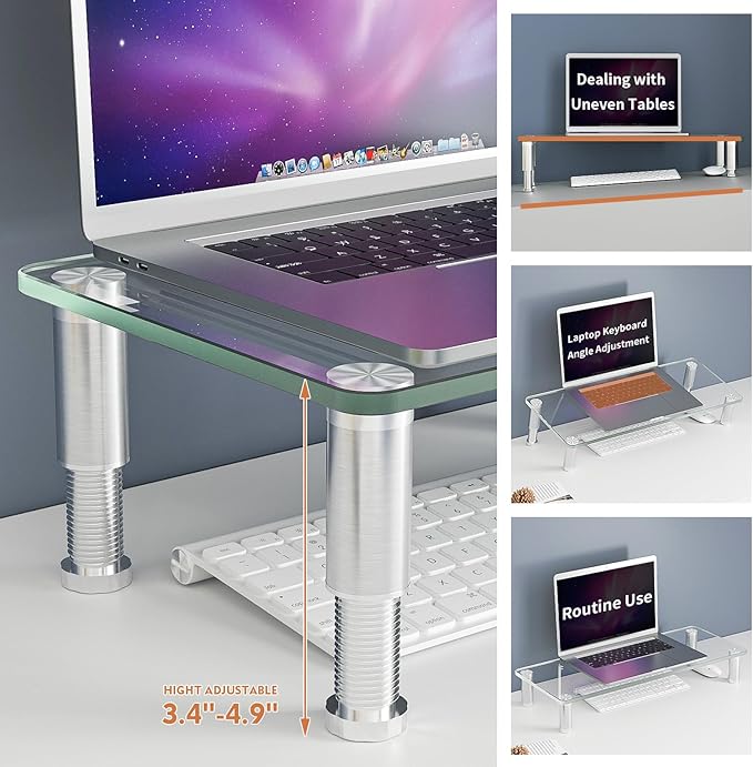 2 Pack Computer Monitor Riser with Height Adjustable Multi Media Desktop Stand for Flat Screen LCD LED TV, Laptop/Notebook/Xbox One,HD01T-201