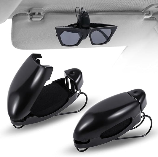 Frienda Car Sunglasses Holder Clip 2 Pieces Sunglasses Visor Clips for Car Sun Visor Glasses Holder Eyeglasses Mount Accessories(Black)