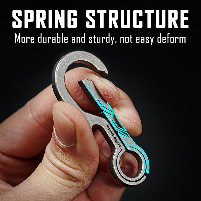 KeyUnity KM01 Titanium EDC Keychain Clip with Bottle Opener, Quick Release Carabiner Key Ring Holder for Men