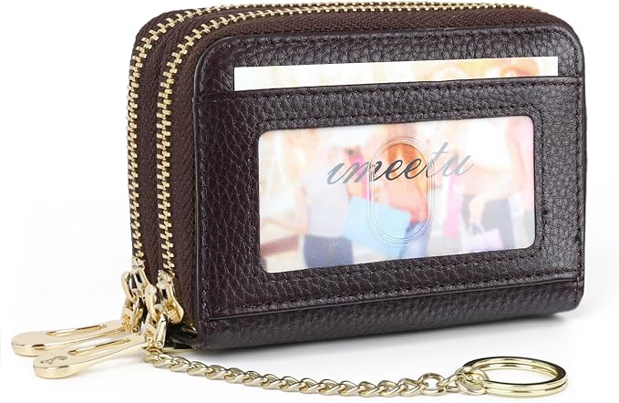 imeetu Rfid Credit Card Holder,Genuine Leather Businese Card Case,Rfid Blocking Wallet for Women & Men
