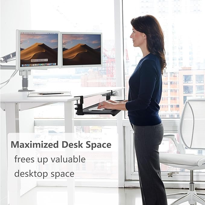 Max Smart Clamp On Keyboard Tray Under Desk, Keyboard Drawers, Keyboard Platforms, 20inch, Easy Assembly, Slide-Out Platform Computer Drawer for Typing