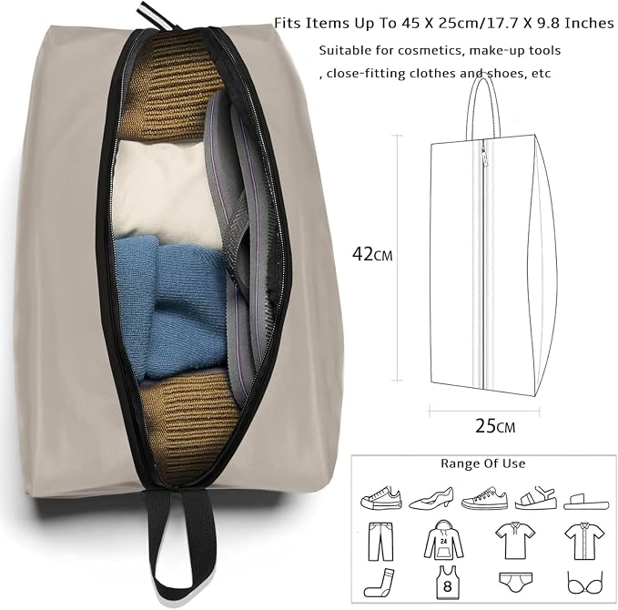 Shoe Bag Water-Resistant, Travel Friendly Golf Shoe Bag with Zipper for Sports Ideal for Gym,Spikes,Golf,Tennis (Off White, 1-Pack)