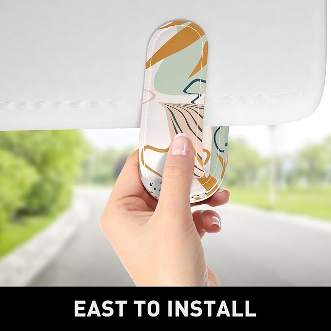 Sunglasses Holder for Car Visor, Magnetic Leather Car Sunglass Holder, Car Sun Visor Glasses Hanger Clip, Car Interior Accessories for Women Men, Fits All Size Eyeglasses