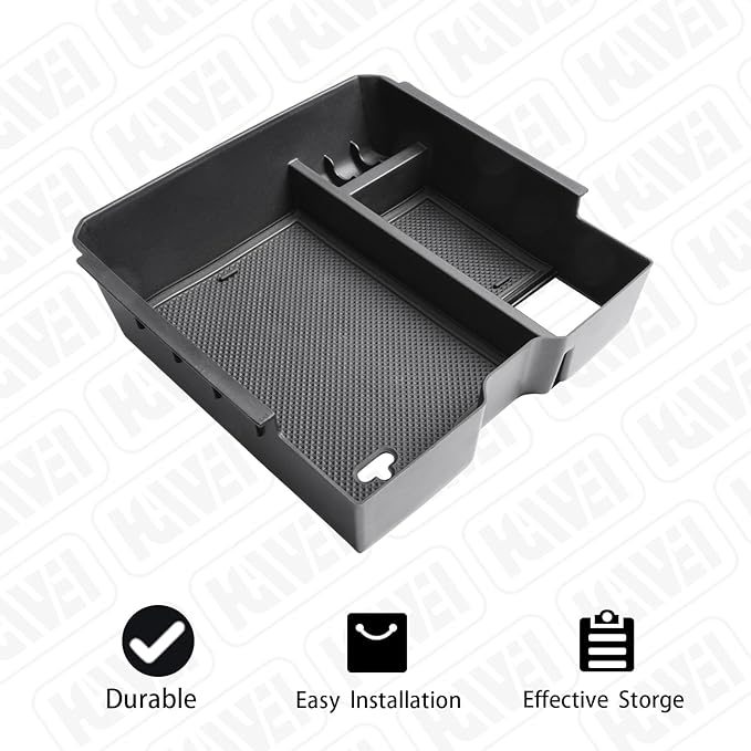 HGWEI Center Console Organizer Tray Compatible with 2024 2025 2026 Ford Ranger & Ranger Raptor Interior Accessories, Coin Container Armrest Storage Box(Electric handbrake Version), Black