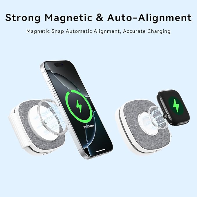Charging Station for Apple Multiple Devicesï¼? in 1 Foldable Wireless Charger for Magnetic Wireless Charger Station Travel Charging Pad for Apple iPhone 17 16 15 14 13 12 Series& Apple Watch& Airpods