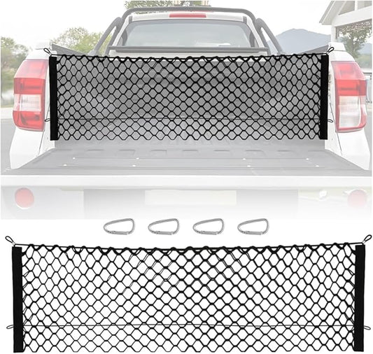49" x 15.7" Truck Bed Organizer,Elastic Shrink Truck Cargo Net with 4 Metal Hooks Keep Truck Interior Tidy,Truck Bed Storage Hold Many Items Compatible with Chevrolet,Ford,GMC (XL 49"x15.7")