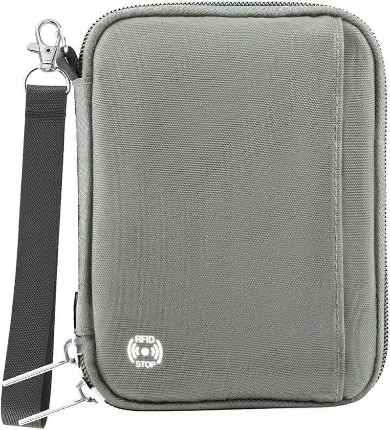 WALNEW Passport Holder for Travel - RFID Blocking Travel Wallet Essentials Organizer with Card Slots & Zipper Pocket (Women/Men)