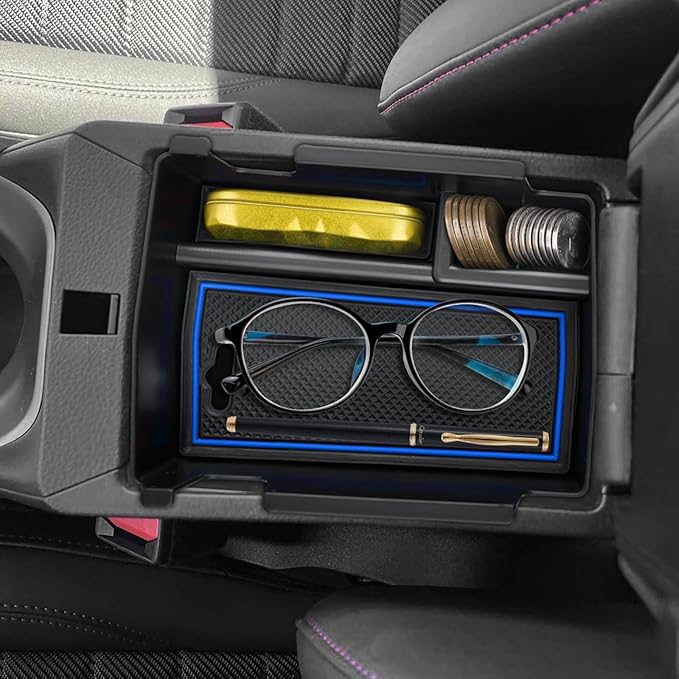 SXCY Fit for 2023-2025 2026 Compass/Hornet Center Console Organizer Tray 2023-2026 Compass Hornet Accessories 2022 2023-2025 2026 Compass Armrest Console Insert Box 2023 Hornet ABS Storage Blue Mats