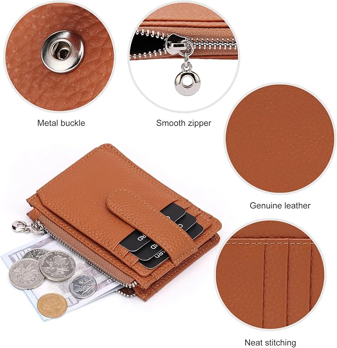 Slim Wallet for Women Genuine Leather Card Holder Thin Womens RFID Blocking Small Wallets