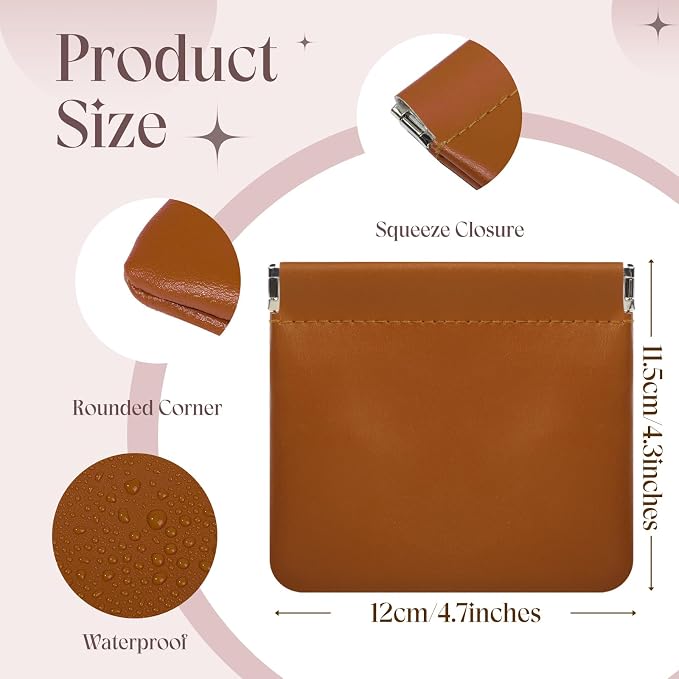 4.7in Small Makeup Bag for Purse, 4Pcs Pocket Leather Cosmetic Bag Small Squeeze Coin Purse for Women Snap Closure Pouches for Purse Organizer Pouchic for Travel Jewelry Storage (Business)