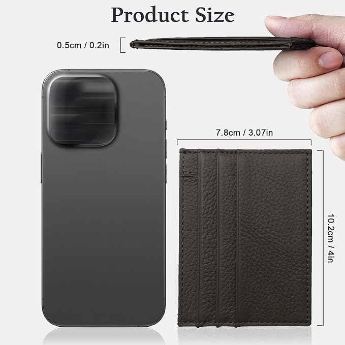 WOXVM Credit Card Holder Wallet RFID Blocking Slim Credit Card Cases Holder Premium Leather Minimalist Front Pocket Small Wallet with 6 Card Slots and 1 Pockets for Men Women (Dark Brown)