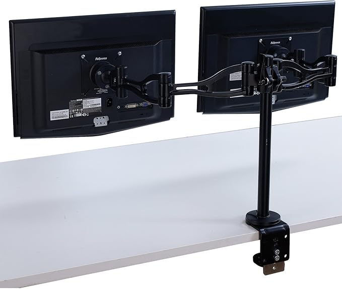 Fellowes 8041701 Professional Series Depth Adjustable Computer Monitor Stand for 2 Monitors with Dual Monitor Arms, 24 Lb Capacity