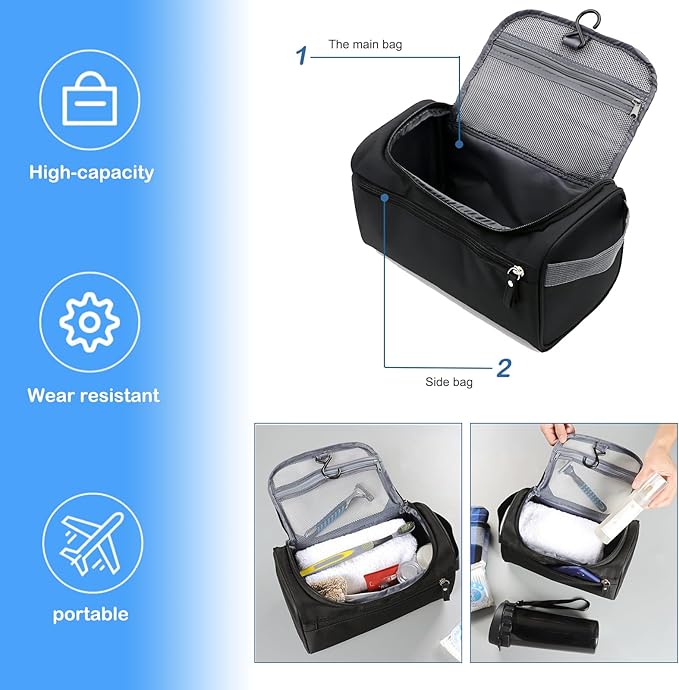Tumecos Toiletry Dopp Kit Travel Electronics Organizer Shaving Accessories Bag