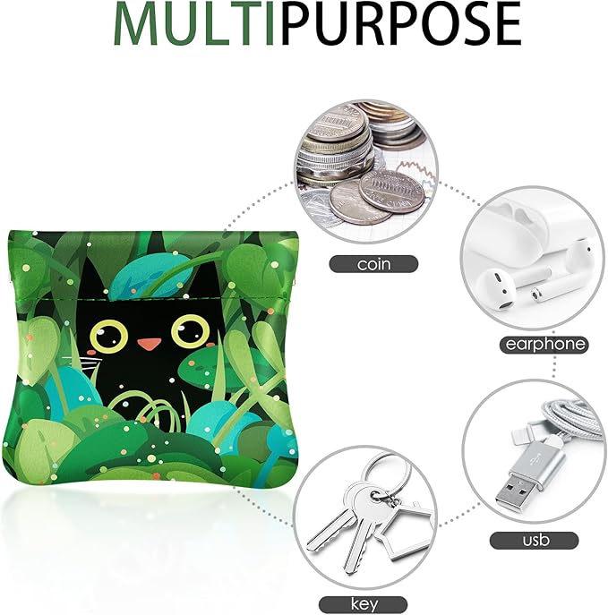 Travelambo Leather Squeeze Coin Purse Pouch Change Holder For Men & Women