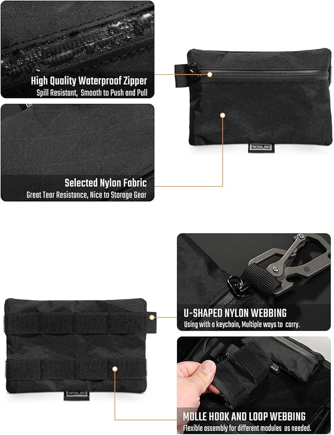 TACTICAL GEEK Storage A5 EDC Storage Pouch Set, Molle EDC Gadget Pouch, Multi-Functional Utility Small Tool Pocket for Daily Carry (Light Black)