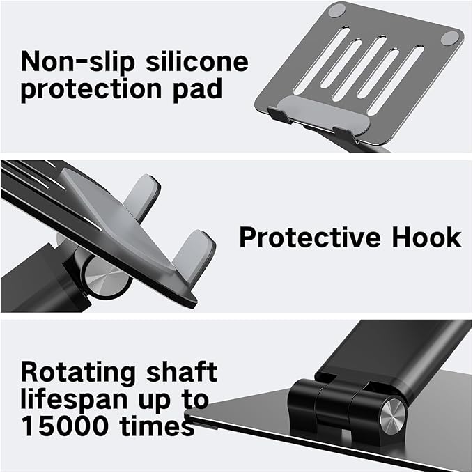 Adjustable Laptop Stand for Desk, Metal Foldable Laptop Riser, Portable Laptop Holder, Ventilated Cooling Computer Notebook Stand Compatible with 10-17.3” Laptops