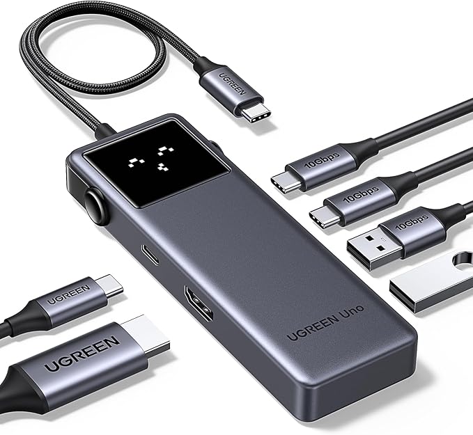 UGREEN Uno 6 in 1 USB-C Hub with 10Gbps USB-C & USB-A Data Ports 4K@60Hz HDMI for MacBook Pro/Air, iPad Pro, Surface, XPS, Thinkpad and More.