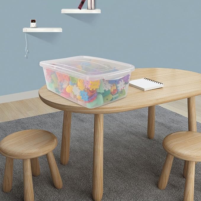 4-pack Clear Plastic Latching Storage Box Tote Bins with Lids, 14 Quarts