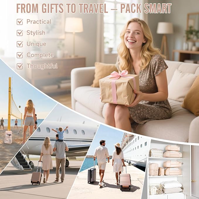 Veken 10 Set Packing Cubes for Travel, Beach Vacation Essentials Accessories for Cruise Ship, Suitcase Organizer Bags for Luggage with Hanging Toiletry & Shoe Bag, Birthday Gifts for Women Mom Her