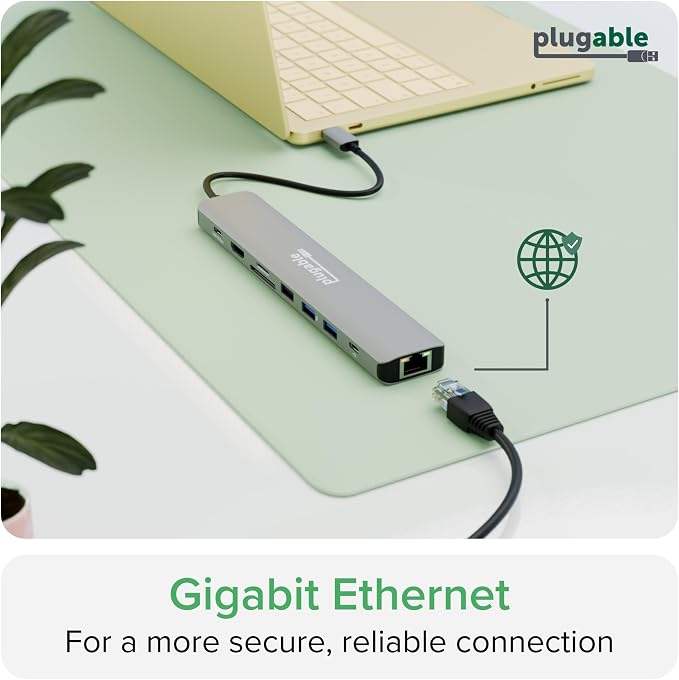 Plugable USB C Hub Multiport Adapter: 9-in-1 with 140W PD Charging, 4K 60Hz HDMI, 10Gbps Data Transfer, Gigabit Ethernet, SD for USBC, USB4, Thunderbolt MacBook, Windows, Chromebook (USBC-9IN1E)