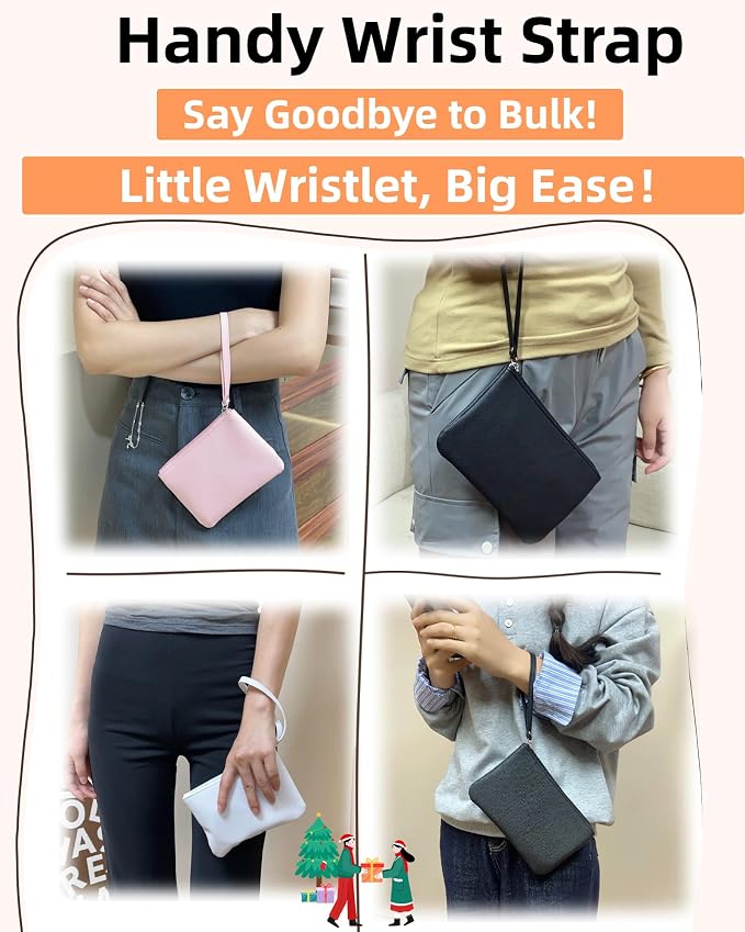 Small Makeup Bag for Purse Mini Cosmetic Pouch Zipper Little Wristlet, Tiny Make Up Organizer Lipstick Feminine Product Car Change Coin Holder for Women Handbags, 8 x 5 Clutch Phone Wallet,1 Pink