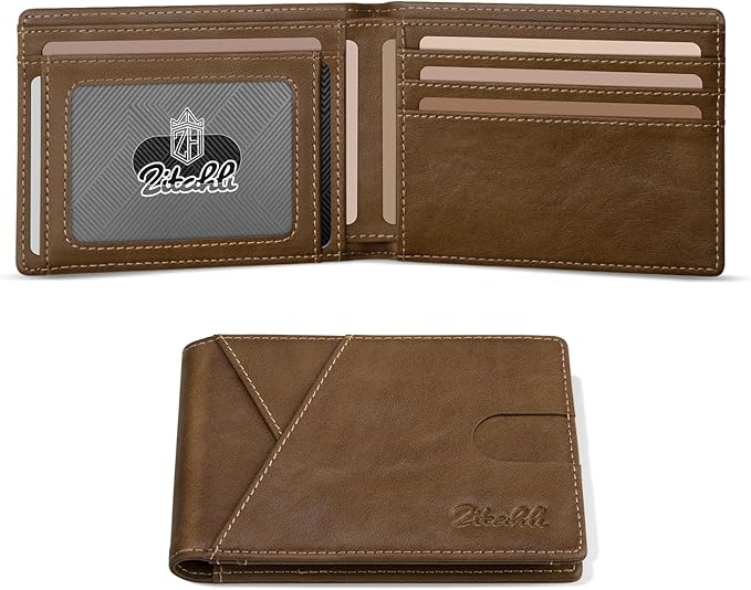Zitahli Bifold Wallets for Men - Slim RFID Leather Credit Card Holder for 6-11 Cards, Minimalist Thin Wallet with ID Window & Cash Slot,Front Pockt Carteras Para Hombres, Birthday Gifts for Men | Slim, RFID Blocking, Premium, Front Pocket, Gift Box, Le...