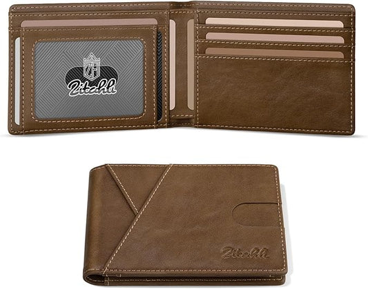 Zitahli Bifold Wallets for Men - Slim RFID Leather Credit Card Holder for 6-11 Cards, Minimalist Thin Wallet with ID Window & Cash Slot,Front Pockt Carteras Para Hombres, Birthday Gifts for Men | Slim, RFID Blocking, Premium, Front Pocket, Gift Box, Le...