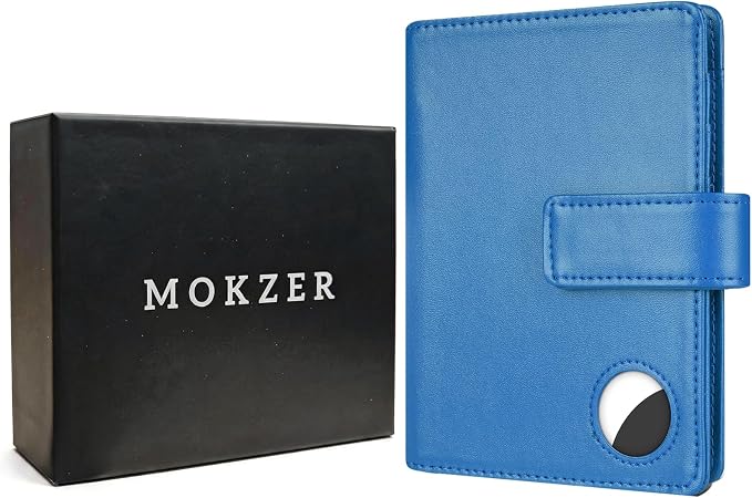 Passport Holder Wallet Cover Case for Women and Men,RFID Blocking,Passport Case with AirTag Slot,Travel Accessories (Blue)