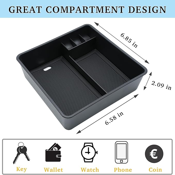 Center Console Organizer for 2023-2026 Range Rover & Range Rover Sport (without Refrigerator), Armrest Storage Box Insert Tray Interior Accessories