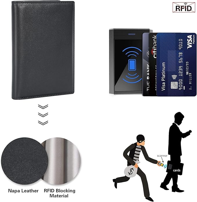 Polare Functional RFID Blocking Leather Passport Holder Travel Bifold Wallet For Men