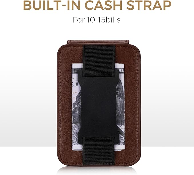 Zitahli Slim Wallet for Men with Pull-Up Tab & Cash Strap - Front Pocket Minimalist Easy Access Card Holder, RFID Blocking, Holds 8 Cards & 10-15 Bills