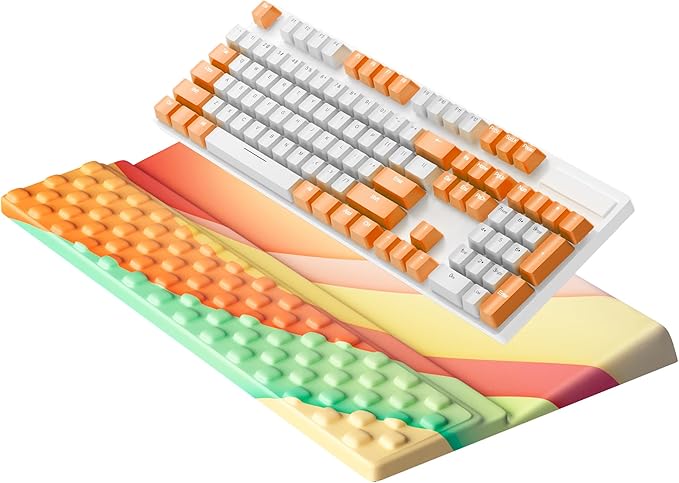 Ospelelf Keyboard Wrist Rest, Ergonomic Memory Foam Wrist Support for Typing & Gaming, Tilted Keyboard Pad, Aesthetic Desk Accessories for Office, Relief for Carpal Tunnel & Wrist Pain, Colorful