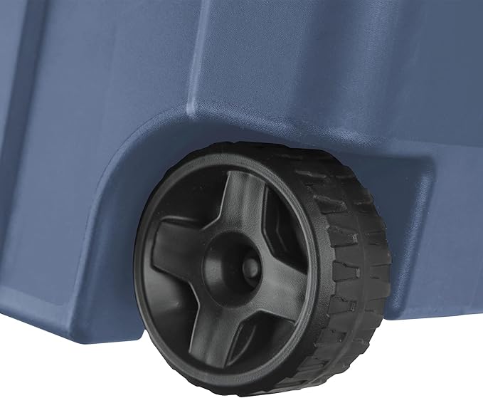 40 Gallon Heavy-Duty Rolling Storage Bins 2-Pack, Blue Industrial Plastic with Pivot Handle, Leakproof Lid & Latches, for Garage Workshop Equipment Transport & Storage
